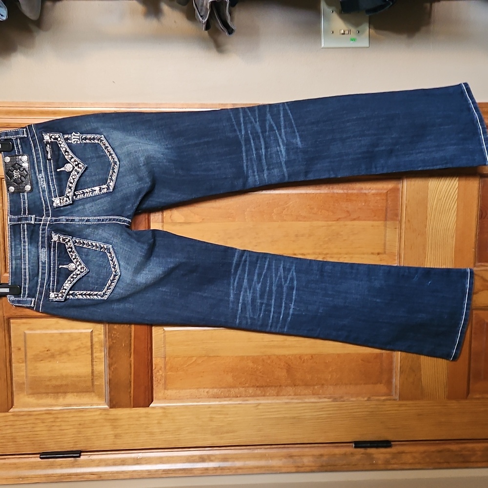 Miss Me Signature Boot Low-Rise Embellished Distressed Denim Jeans-NWOT - Picture 5 of 16
